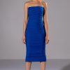 Sexy Dresses * | Late Nights Ruched Corset Midi Dress In Blue