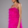 Party Dresses * | Anything And Everything Strapless Feather Mini Dress Fuchsia