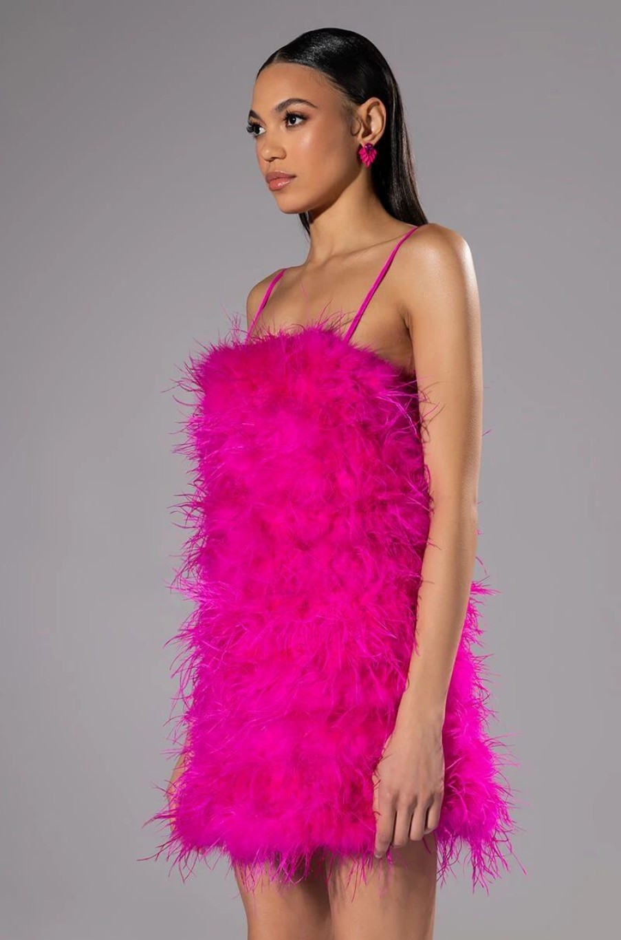 Party Dresses * | Anything And Everything Strapless Feather Mini Dress Fuchsia