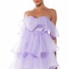 Mini Dresses * | In My Own Fairytale Strapless Ruffle Mini Dress In Purple