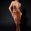 Maxi Dresses * | One Night Only Ruched Metallic Maxi Dress Gold