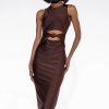 Sexy Dresses * | No Promises Midi Dress Brown