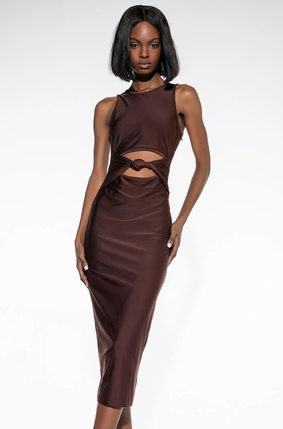 Sexy Dresses * | No Promises Midi Dress Brown