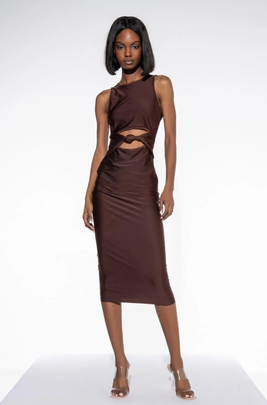 Sexy Dresses * | No Promises Midi Dress Brown