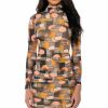 Sexy Dresses * | For Me You Will Printed Midi Dress Brown Multi