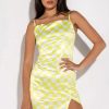 Mini Dresses * | King Me Mini Dress With Slit Light Green