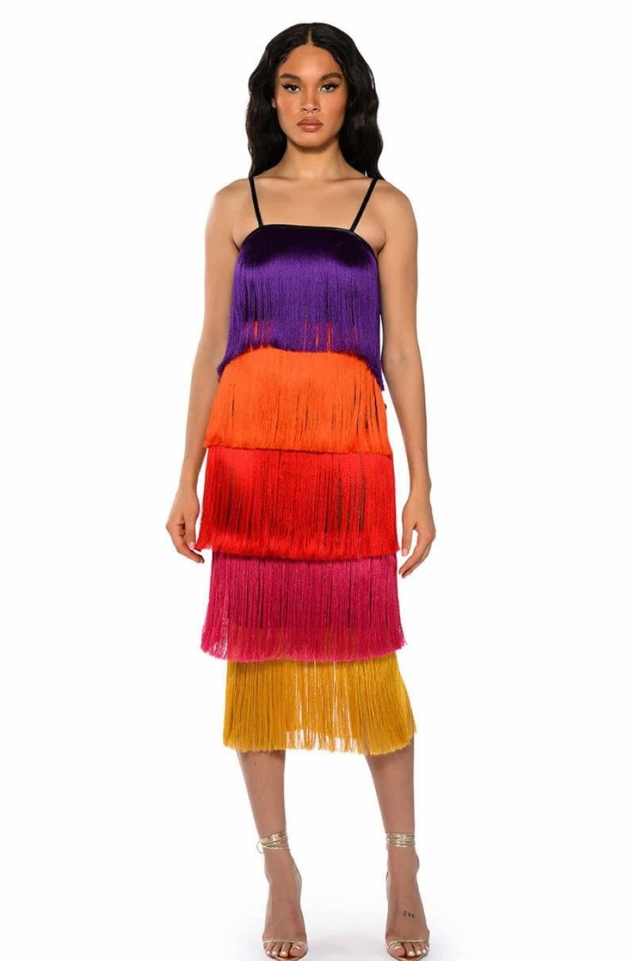 Sexy Dresses * | When In Europe Tassel Tiered Maxi Dress Multi