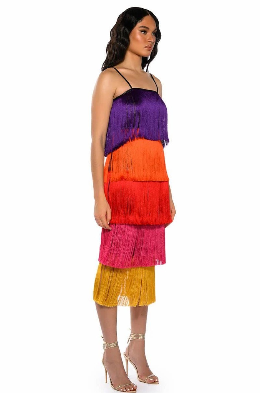 Sexy Dresses * | When In Europe Tassel Tiered Maxi Dress Multi