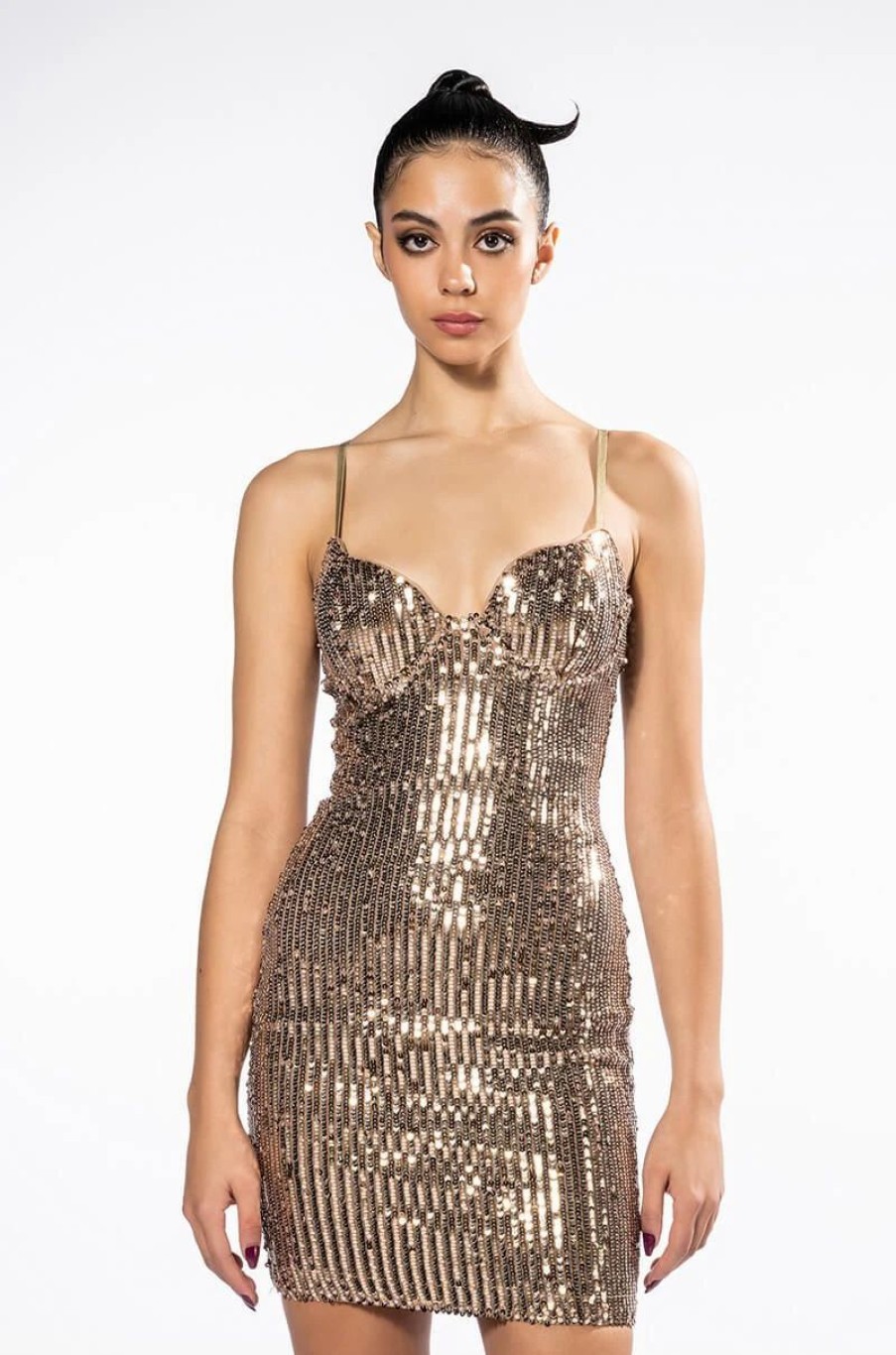 Party Dresses * | Queen Of Everything Sequin Mini Dress Gold