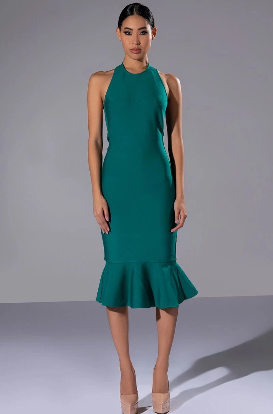 Sexy Dresses * | Heiress Sleeveless Peplum Dress In Emerald