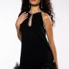 Mini Dresses * | Regina Rhinestone Trim Sleeveless Mini Shift Dress Black