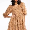 Mini Dresses * | Just A Dream Babydoll Mini Dress Caramel