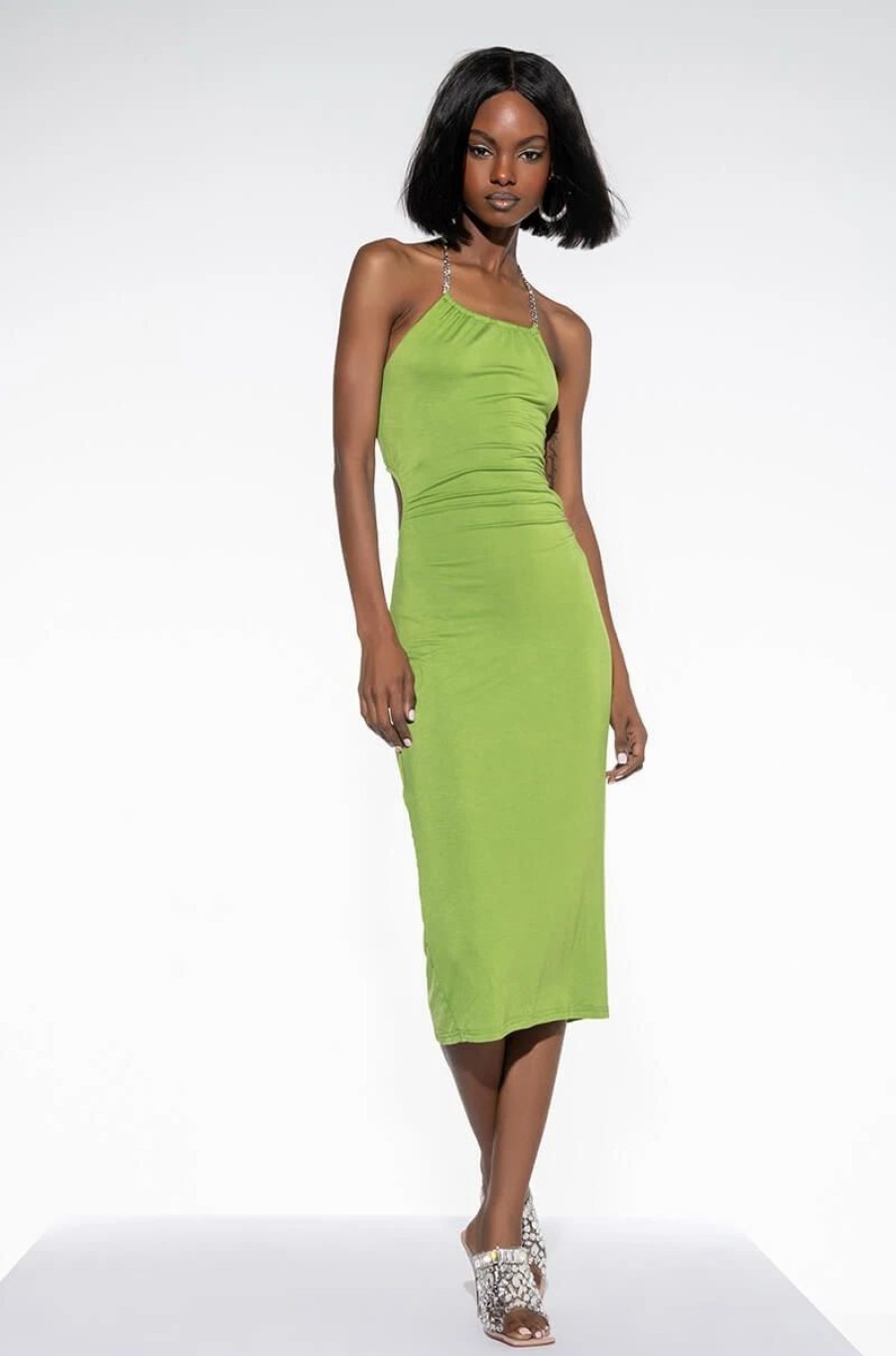 Sexy Dresses * | Stop Staring Open Back Midi Dress Green