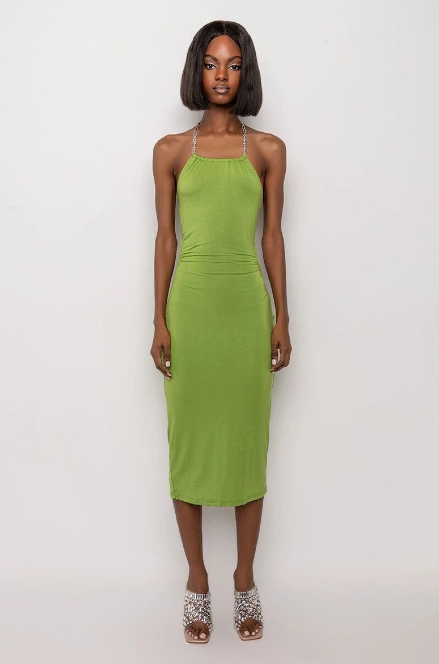 Sexy Dresses * | Stop Staring Open Back Midi Dress Green