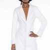 Mini Dresses * | Come Along Faux Leather Blazer Dress White