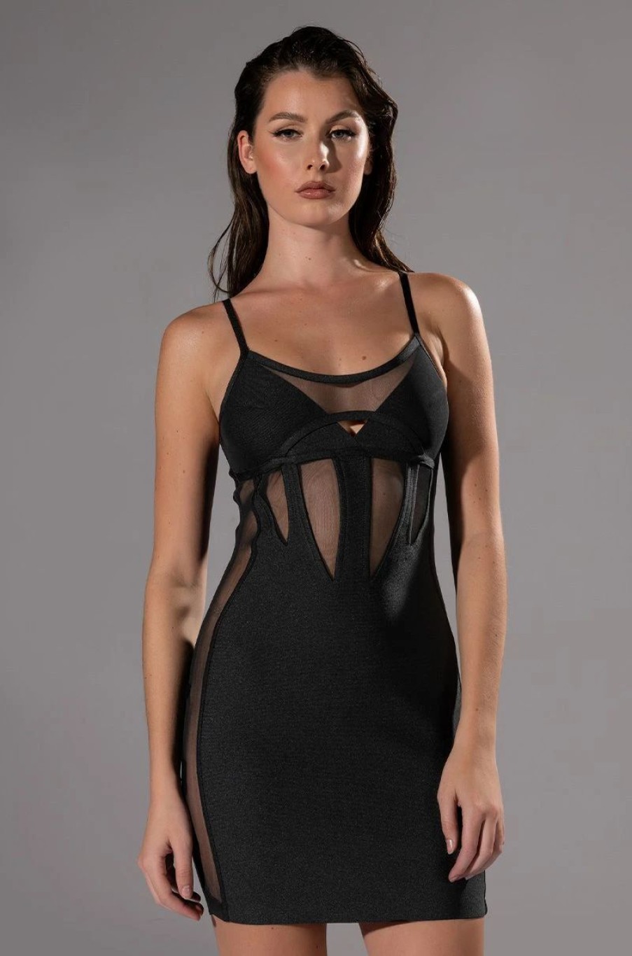 Sexy Dresses * | Kat Mini Dress With Mesh Detail