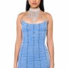 Sexy Dresses * | Giving Popstar Denim Mini Dress Light Blue Denim