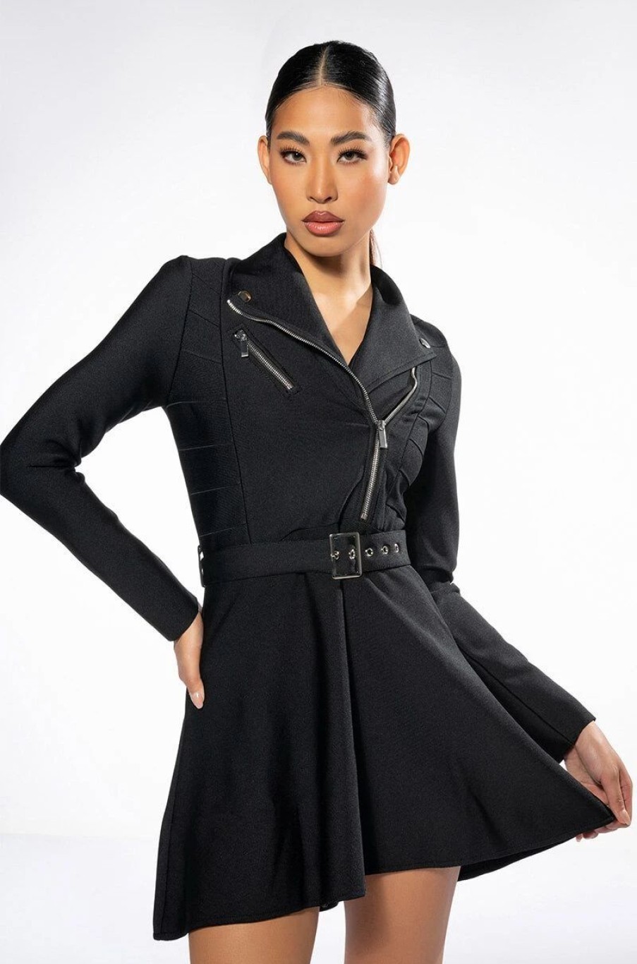 Mini Dresses * | Bring The Drama Long Sleeve Dress Black