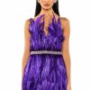 Mini Dresses * | Vibrant All Over Embellished Feather Strapless Mini Dress Purple