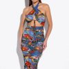 Sexy Dresses * | Take Me There Wrap Top Midi Dress Blue Multi