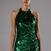 Party Dresses * | Stunning Open Back Sequin Mini Dress Green