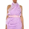 Party Dresses * | Isadora Belted Halter Neck Mini Dress Light Purple