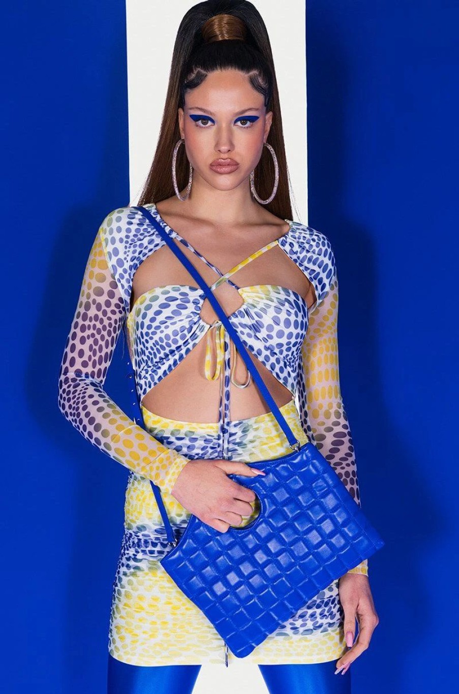 Sexy Dresses * | Queen Slay Mini Mesh Dress With Cut Outs Royal Blue