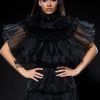 Party Dresses * | Aurora Organza Tiered Statement Mini Dress Black