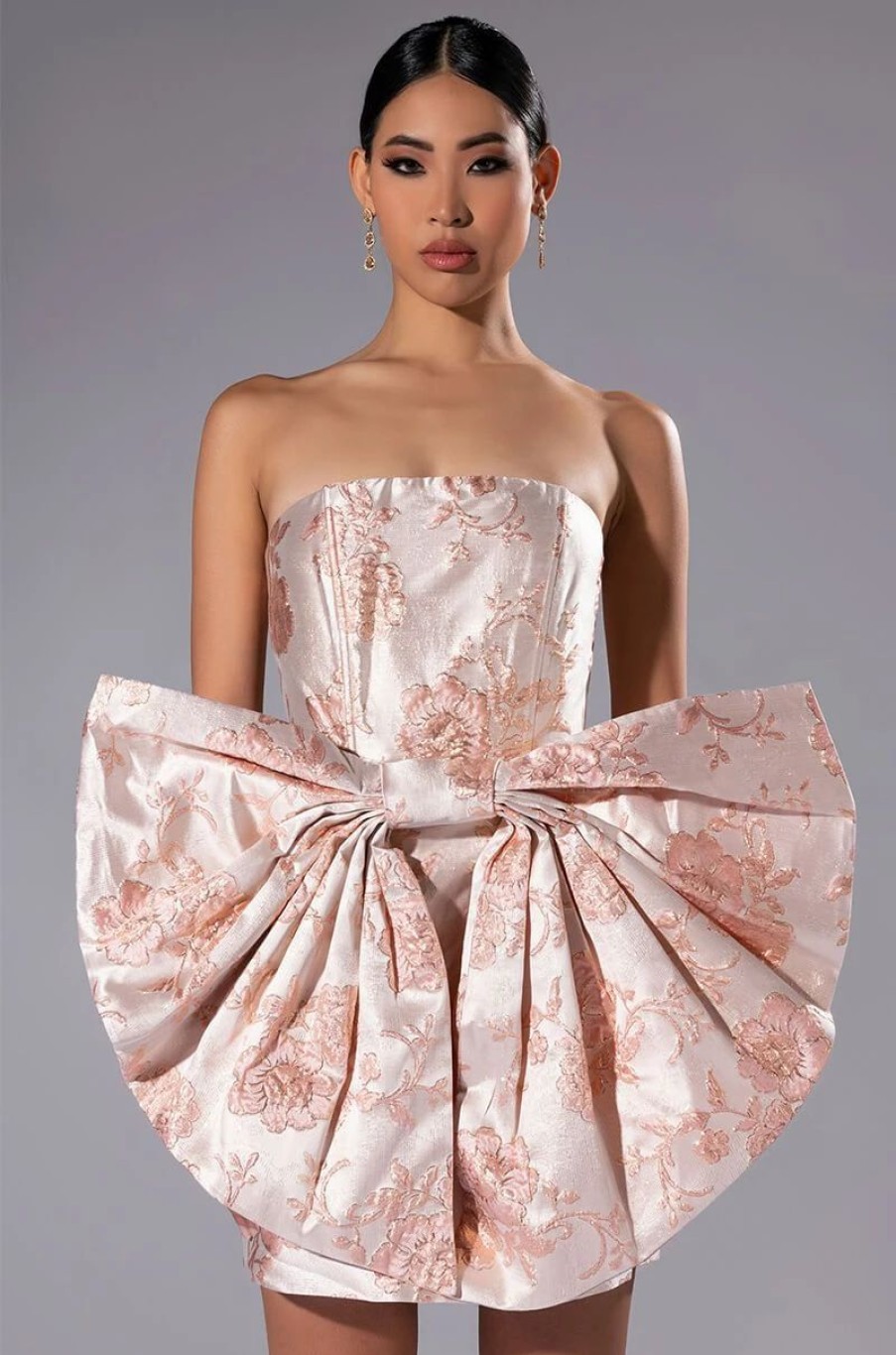 Mini Dresses * | Baroque Love Affair Corset Bow Mini Dress Blush