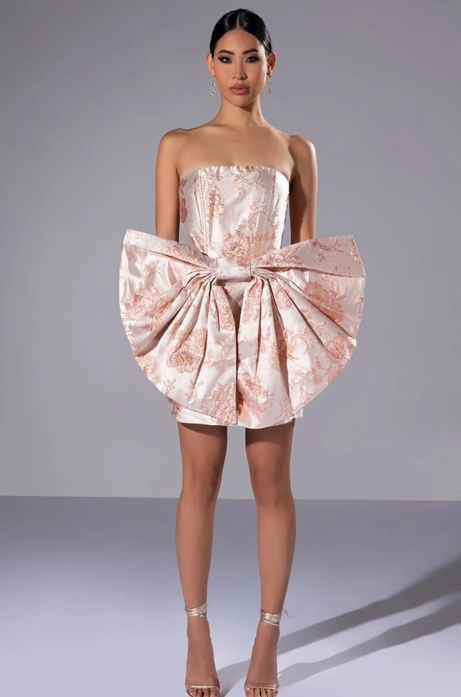 Mini Dresses * | Baroque Love Affair Corset Bow Mini Dress Blush