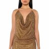 Sexy Dresses * | Exceptional Rhinestone Chainmail Mini Dress Gold