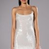 Party Dresses * | Move All Night Sequin Feather Trim Mini Dress White