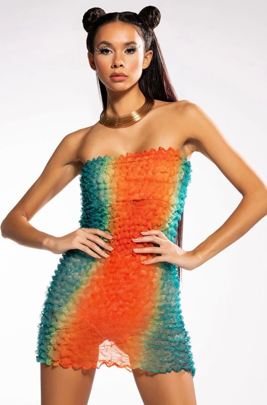 Sexy Dresses * | Sangria Textured Tube Mini Dress Red Multi