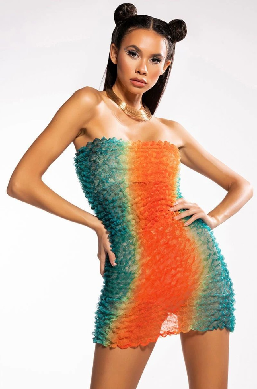 Sexy Dresses * | Sangria Textured Tube Mini Dress Red Multi