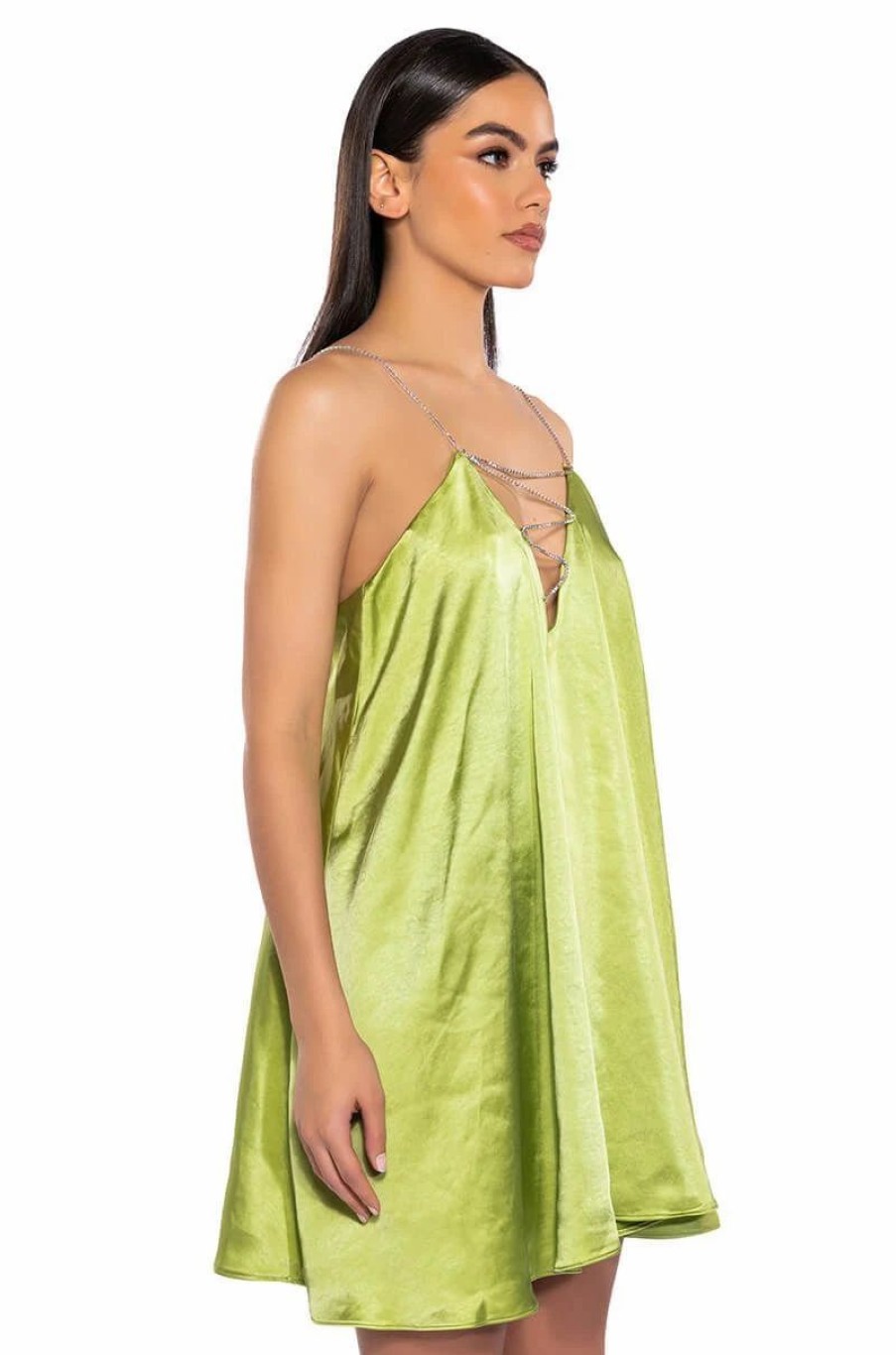 Sexy Dresses * | Inez Sleeveless Trapeze Mini Dress Lime