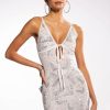 Sexy Dresses * | Pull Me Closer Cross Neck Rhinestone Mini Dress White