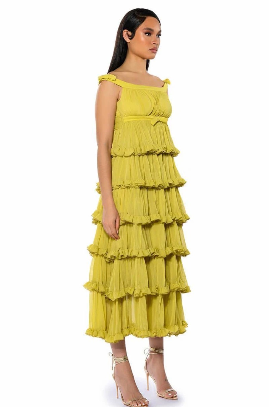 Maxi Dresses * | Like A Painting Tiered Maxi Dress Lime