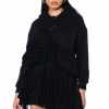 Mini Dresses * | Lou Lou Ruffle Detail Hoodie Dress Black