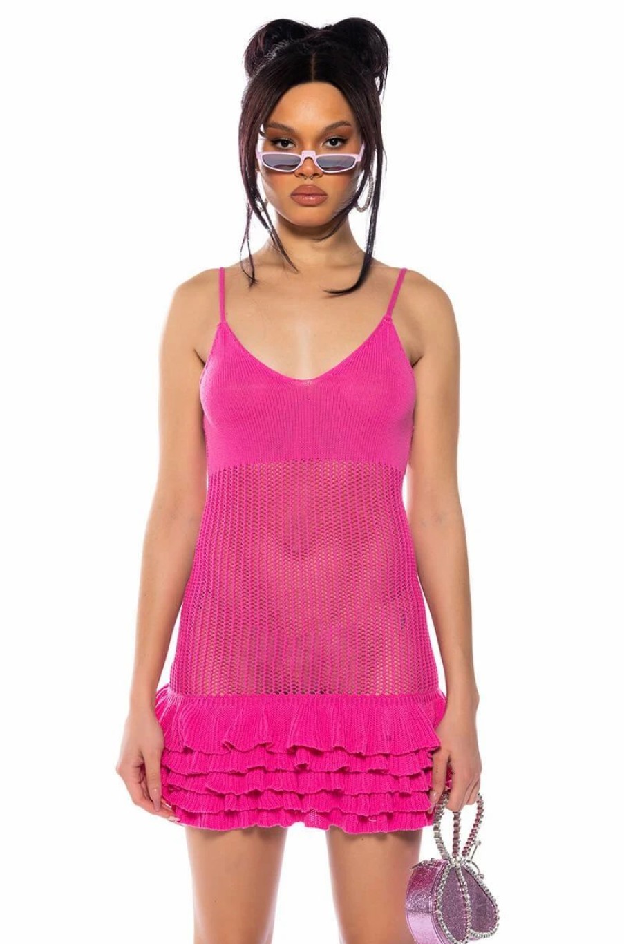 Mini Dresses * | Lover Girl Crochet Mini Dress In Light Pink