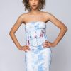 Party Dresses * | That'S On Me Baby Tube Bodycon Midi Dress With Attached Corset Blue Multi