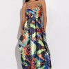 Maxi Dresses * | Babes Of Paradise Satin Maxi Dress Yellow Multi