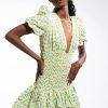 Mini Dresses * | Sungoddess Floral Print Dress Yellow