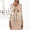 Sexy Dresses * | What You Want Long Sleeve Midi Dress Light Brown