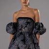 Mini Dresses * | Eloise Off The Shoulder Brocade Mini Dress Black Multi