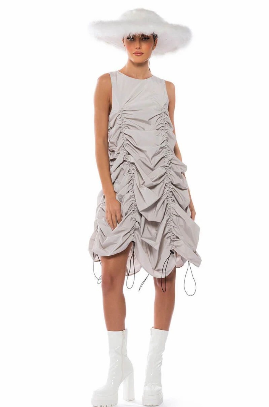 Party Dresses * | Chloe Convertible Drawstring Dress Gray