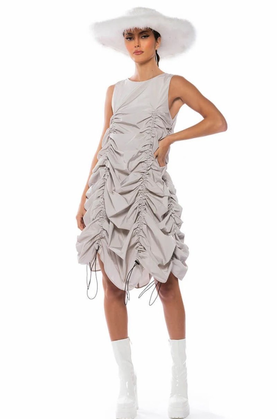 Party Dresses * | Chloe Convertible Drawstring Dress Gray