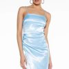 Mini Dresses * | Wrap It Up Satin Side Slit Mini Dress