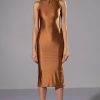 Sexy Dresses * | Star Stretch Sleeveless Midi Dress Brown