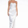 Sexy Dresses * | Luxe Vegan Leather And Satin Maxi Dress White