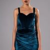 Mini Dresses * | Say Less Velvet Mini Dress Blue